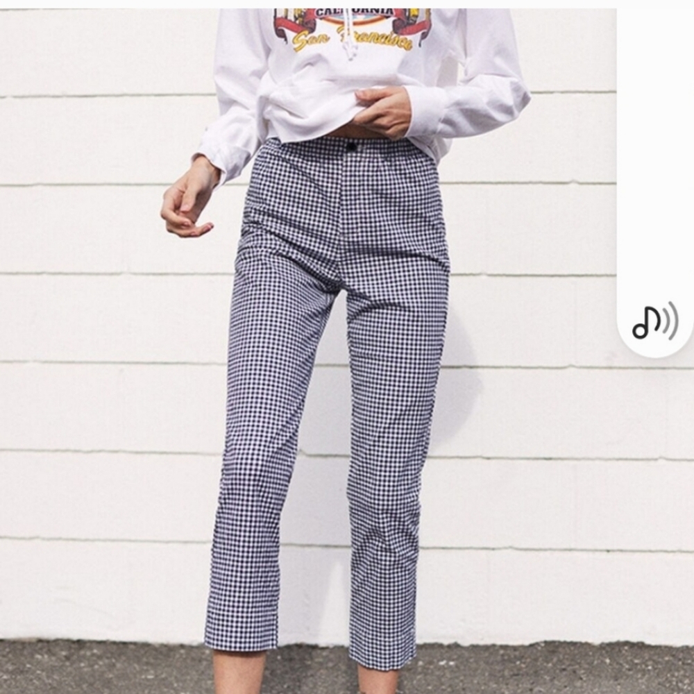 Brandy Melville John Galt Gingham Tilden Pants, One Size